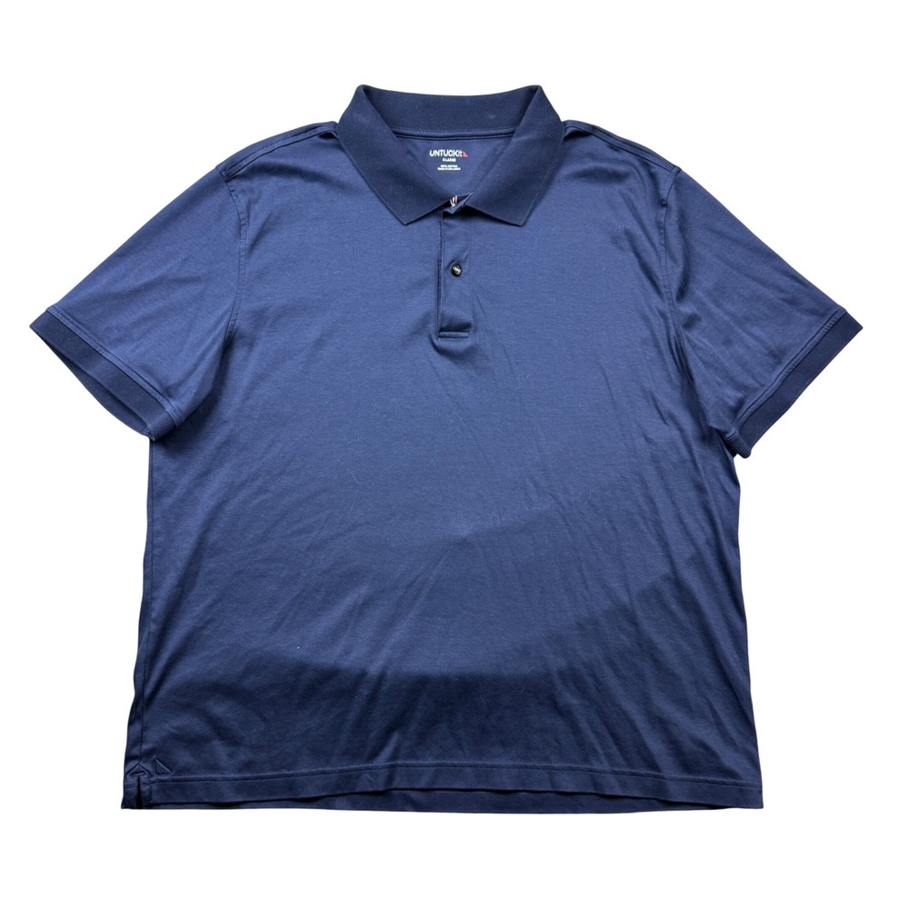 UNTUCKit Damaschino Blue Polo Shirt Men XL Cotton Short Sleeve Boxy Fit MInimal